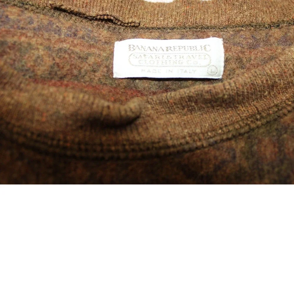 VTG 80s Banana Republic Safari Knit Sweater L Made in Italy Wool Cotton Blend